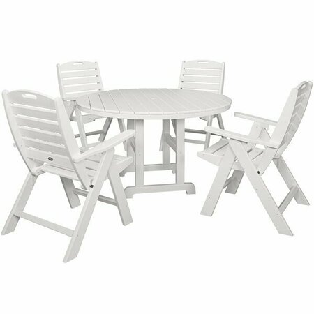 POLYWOOD Nautical 5-Piece White Dining Set with 4 Folding Chairs 633PWS2601WH
